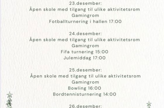 Meråpen skole i juleferien