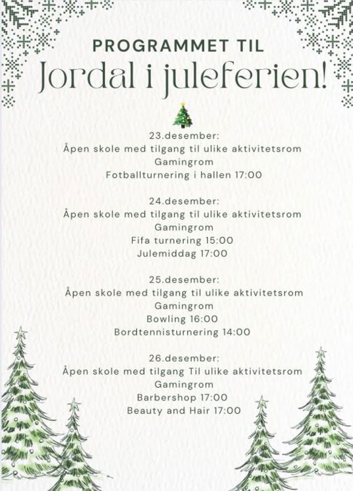 Meråpen skole i juleferien